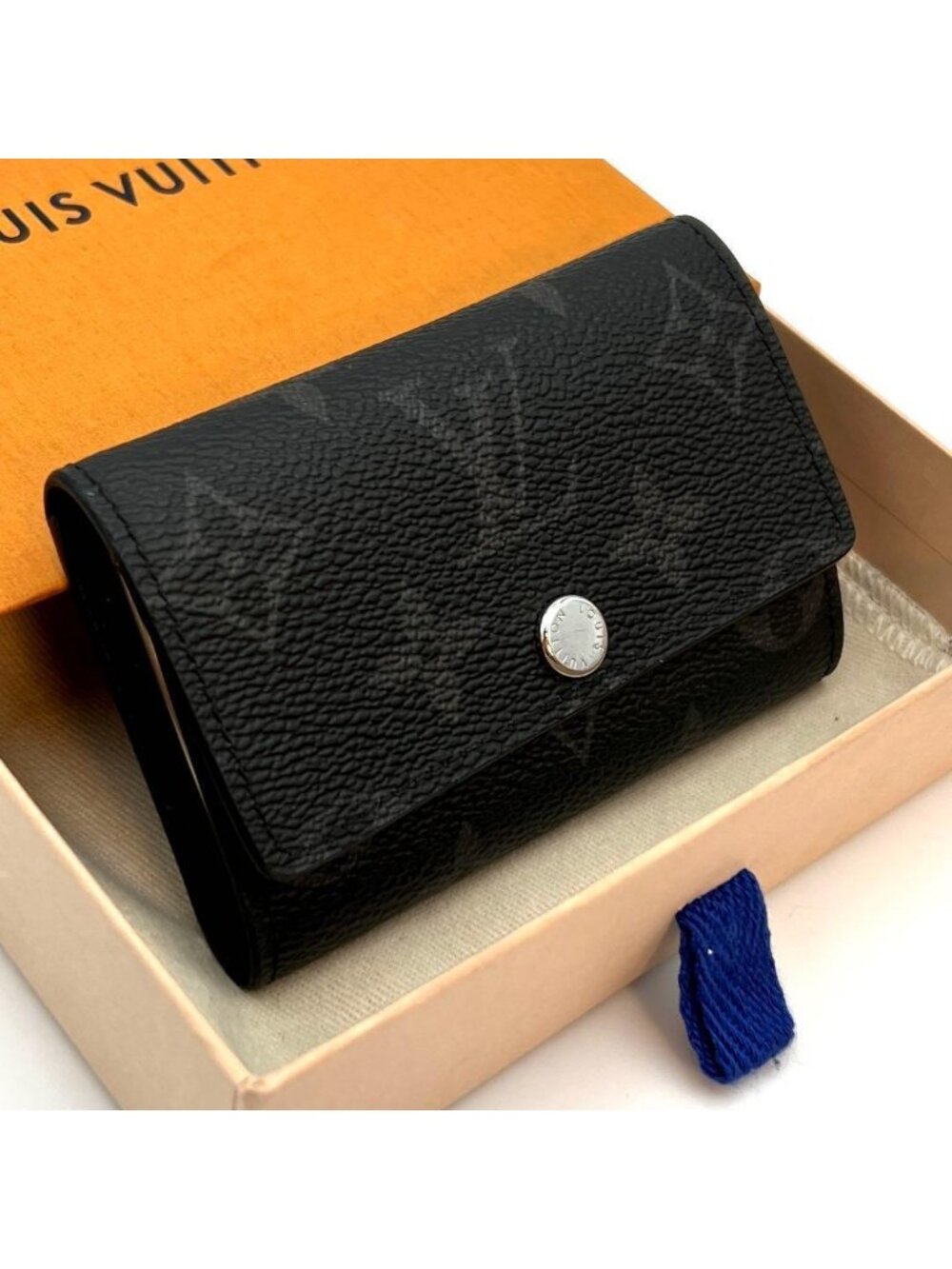 Louis Vuitton Monogram Eclipse Key Case Multicles 6 Black Key Holder